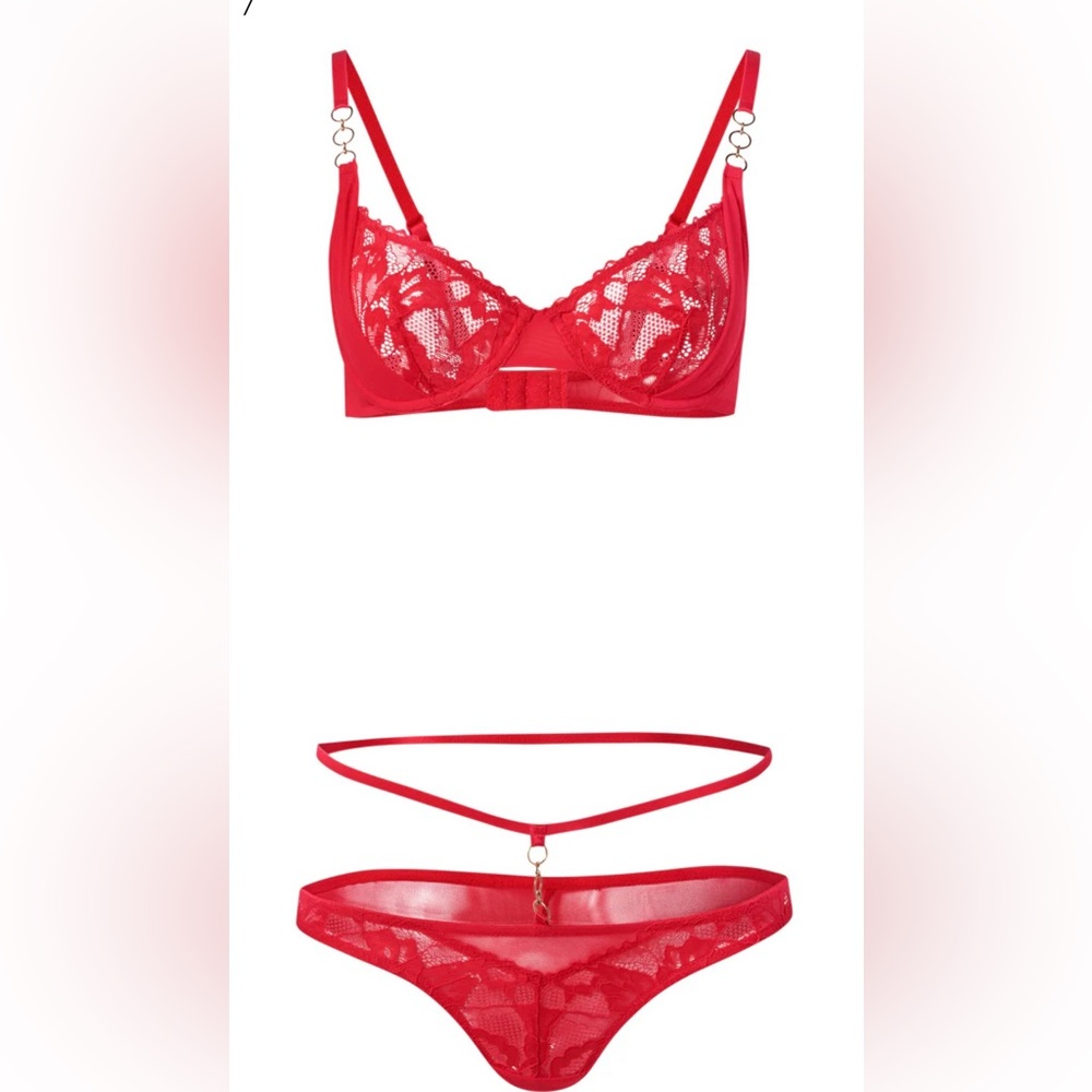 NWT Elegant Red Lace Lingerie Set - Picture 3 of 5